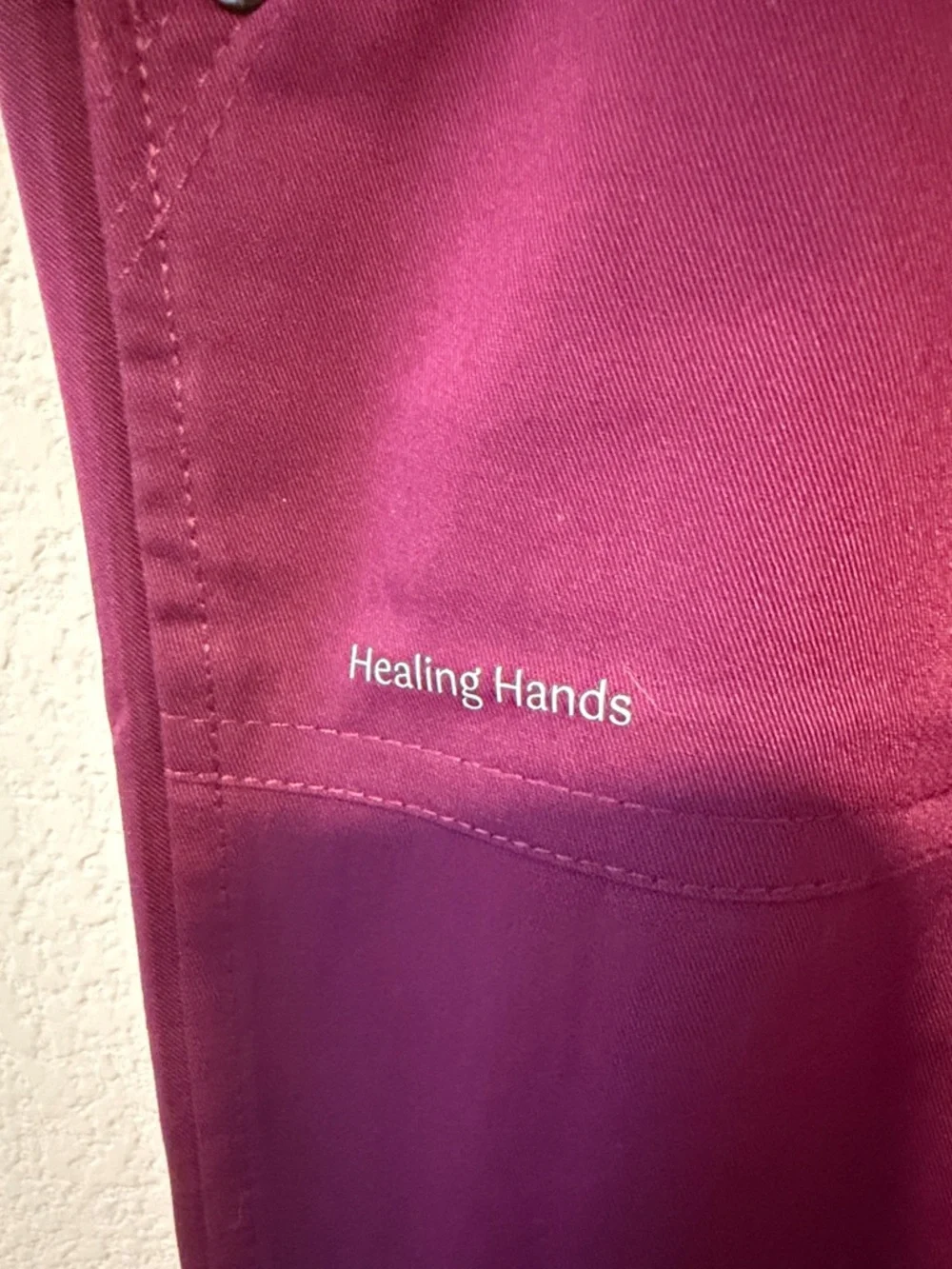 Women's Scrub Pants Healing Hands Yoga Knit Waistband Purple Label Medical Nurse - Picture 6 of 9